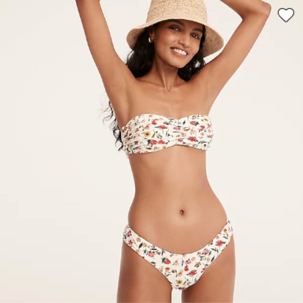 NWT J.CREW Swim Tie-shoulder ruched bikini top in vintage floral